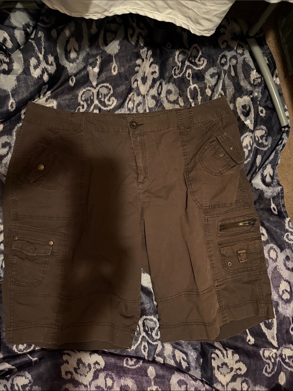 Roaman's Brown Men's Cargo Shorts with Utility Pockets